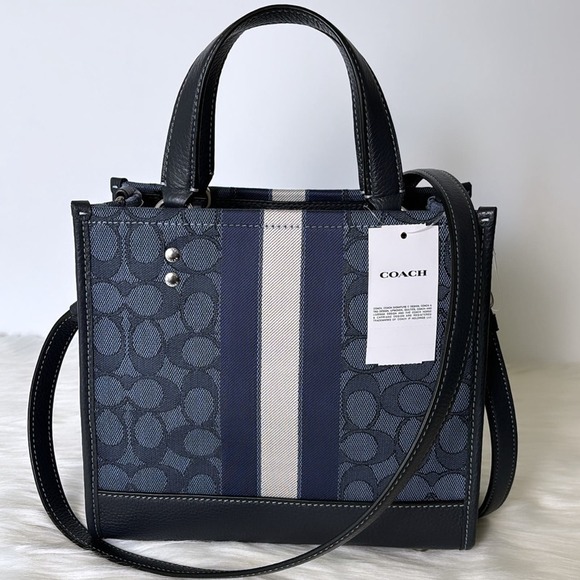 NWT💃Coach Dempsey Tote Bag 22 In Signature Jacquard With Stripe And Coach Patch - Picture 10 of 13